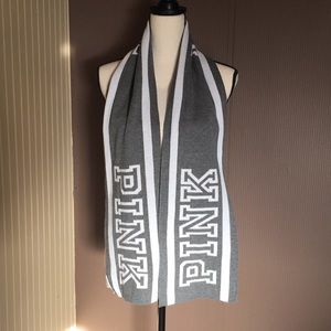 Pink Victoria secret scarf size 8x61 in gray and white